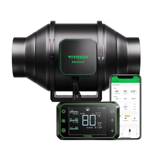 Vivosun Aerozesh S4 Inline Fan 4″ with E42A Temp and Humidity WIFI Controller