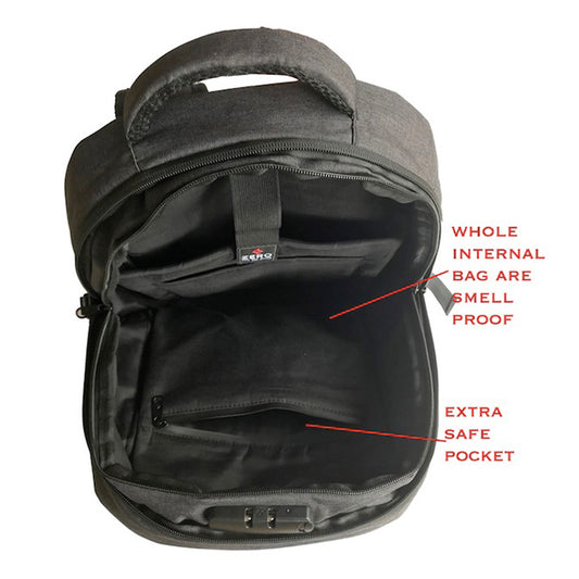 ZERO CARLO SMELL PROOF BACKPACK – CHARCOAL BLACK