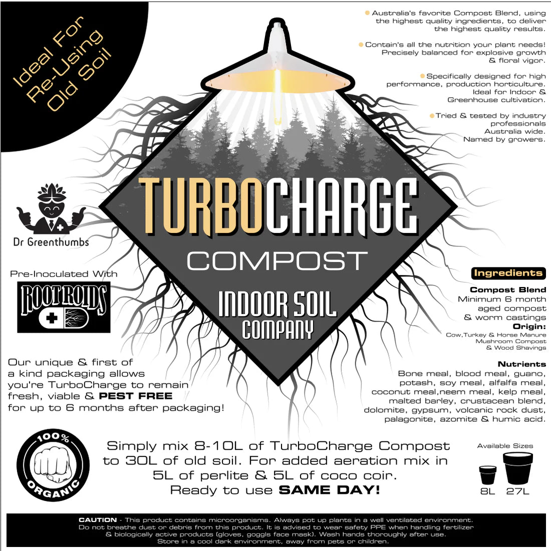 DR GREENTHUMBS TURBO CHARGE COMPOST 27L