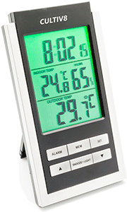 THERMOMETER / HYGROMETER + CLOCK IN / OUTDOOR